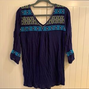 Lucky Brand Embroidered V-neck